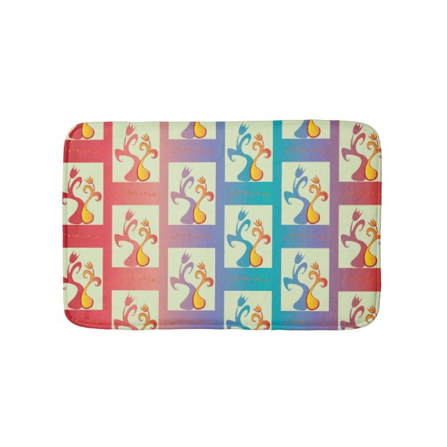 Alfombrilla De Baño Patrón moderno rojo, morado y azul Tulip Couple (Anverso)