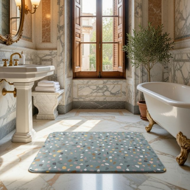 Alfombrilla De Baño Patrón moderno Terrazzo Neutral suave (Subido por el creador)