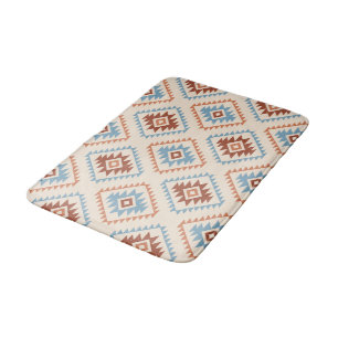 Alfombrilla De Baño Patrón Motif Estilo Azteca Azul Crm Terracottas
