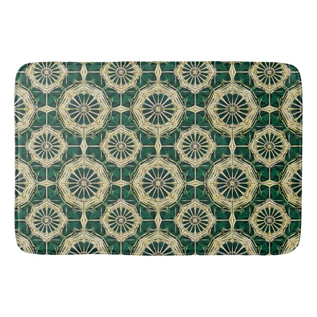 Alfombrilla De Baño Patrón Multicolor Verde (Anverso)