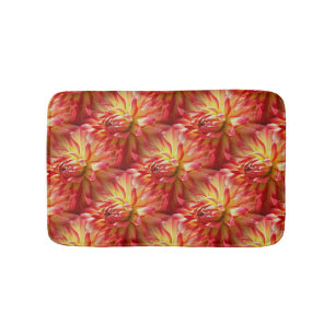 Alfombrilla De Baño Patrón natural de las flores de Dahlia roja