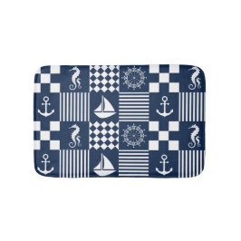 Alfombrilla De Baño Patrón náutico azul