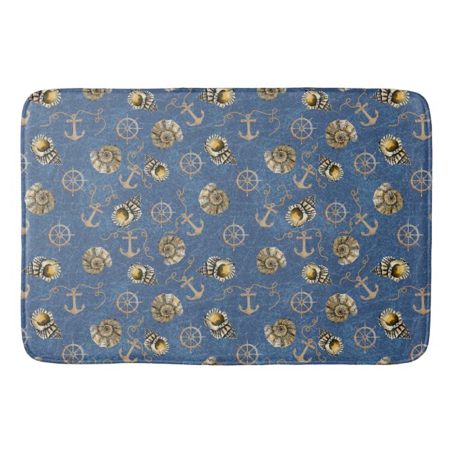 Alfombrilla De Baño patrón náutico azul (Anverso)