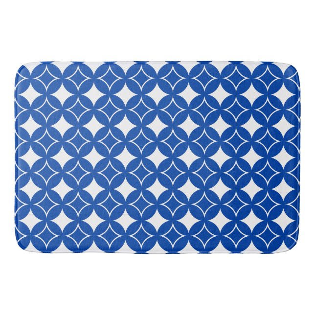 Alfombrilla De Baño Patrón naval azul y blanco (Anverso)