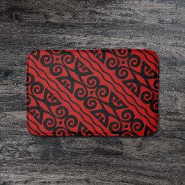 Alfombrilla De Baño Patrón Negro Y Rojo Moderno