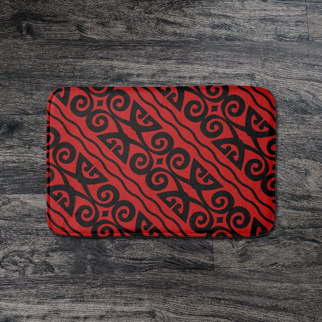 Alfombrilla De Baño Patrón Negro Y Rojo Moderno (Subido por el creador)