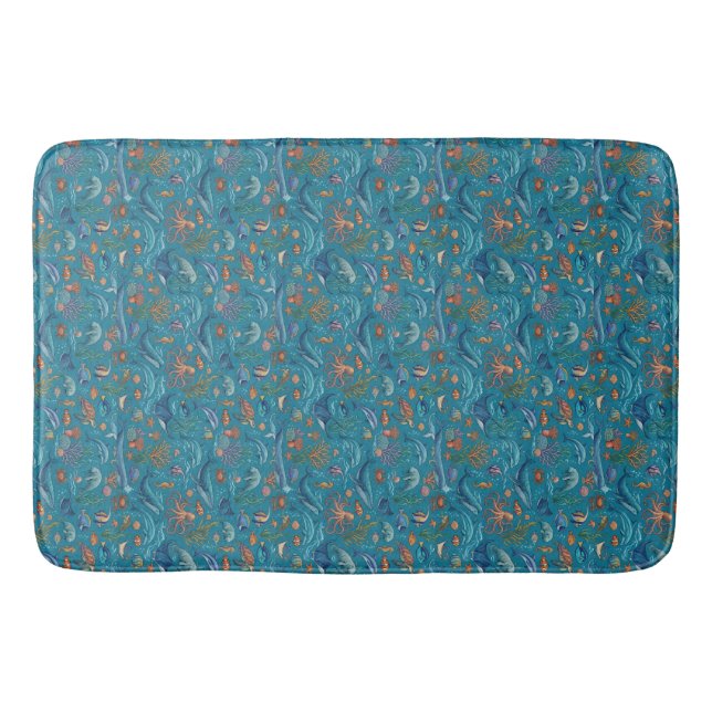 Alfombrilla De Baño Patrón Oceánico (Anverso)