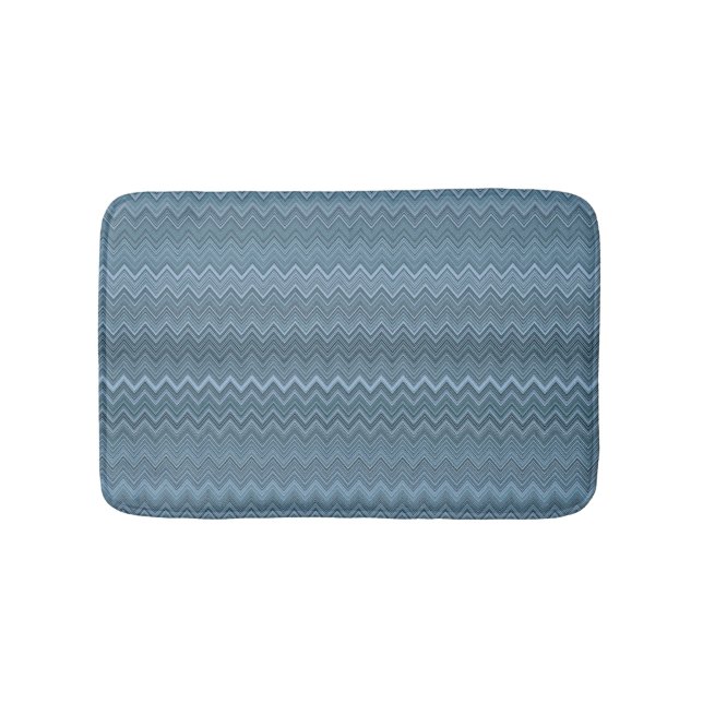 Alfombrilla De Baño Patrón ondulado en zigzag gris azul (Anverso)
