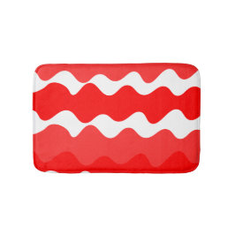Alfombrilla De Baño Patrón ondulado horizontal rojo y blanco