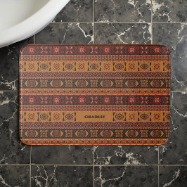 Alfombrilla De Baño Patrón ornamental tribal de la etnia terracota mod