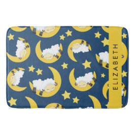 Alfombrilla De Baño Patrón ovino, oveja durmiente, luna, tu nombre