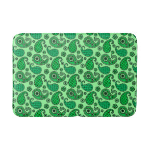 Alfombrilla De Baño Patrón paisley, jade y verde menta