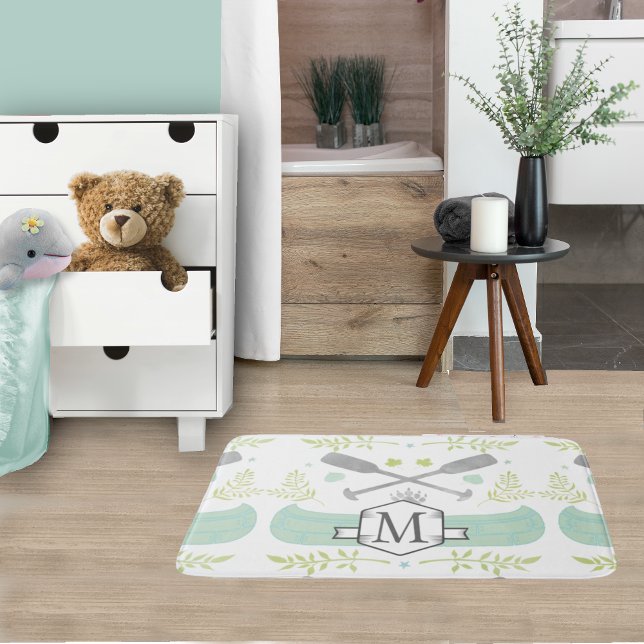 Alfombrilla De Baño Patrón personalizado de monograma de la canoa de l (Subido por el creador)