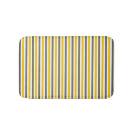 Alfombrilla De Baño Patrón rayado amarillo y gris moderno
