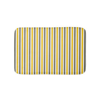 Alfombrilla De Baño Patrón rayado amarillo y gris moderno