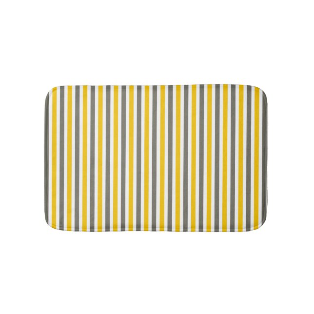 Alfombrilla De Baño Patrón rayado amarillo y gris moderno (Anverso)
