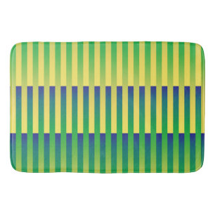 Alfombrilla De Baño Patrón rayado azul amarillo verde