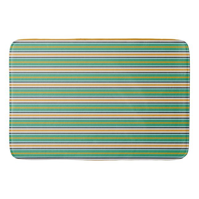 Alfombrilla De Baño Patrón rayado de Naranja blanco verde (Anverso)