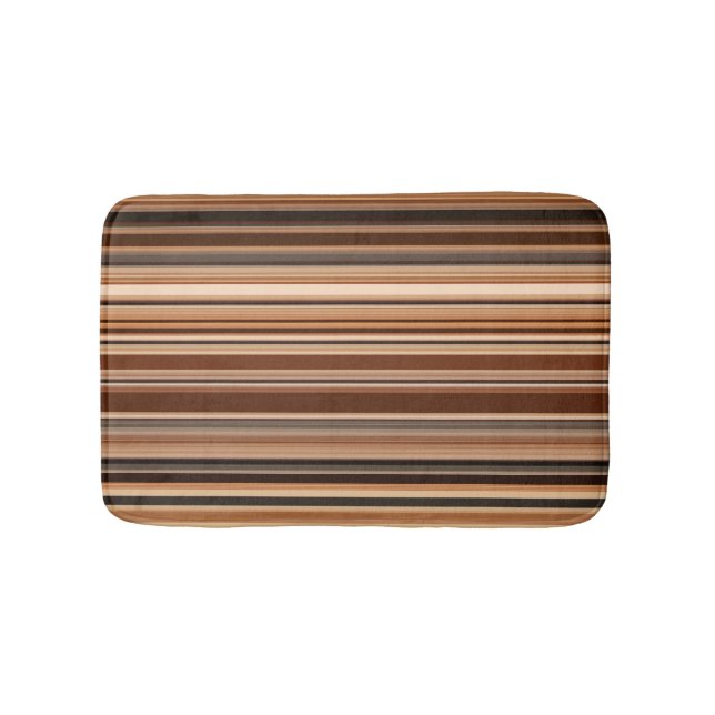 Alfombrilla De Baño Patrón rayado marrón (Anverso)
