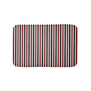 Alfombrilla De Baño Patrón rayado negro y rojo moderno