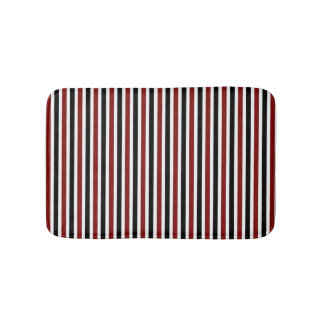 Alfombrilla De Baño Patrón rayado negro y rojo moderno
