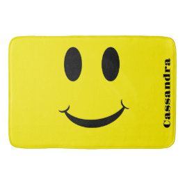 Alfombrilla De Baño Patrón retro amarillo feliz cara sonriente