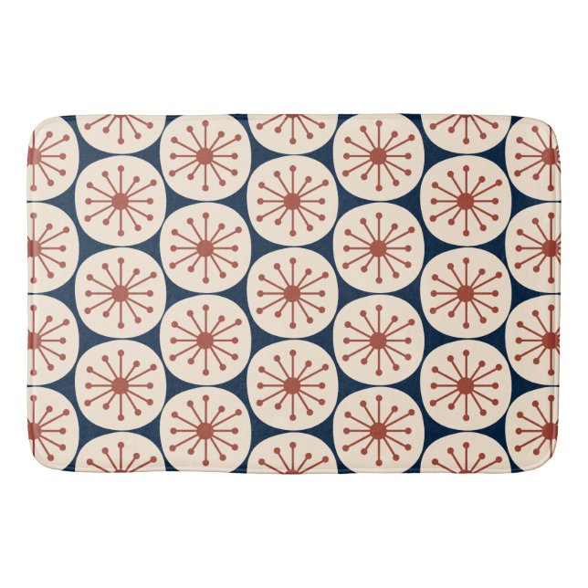 Alfombrilla De Baño Patrón retro de puntos atómicos modernos de mediad (Anverso)