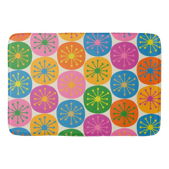 Alfombrilla De Baño Patrón retro divertido de puntos atómicos modernos (Anverso)