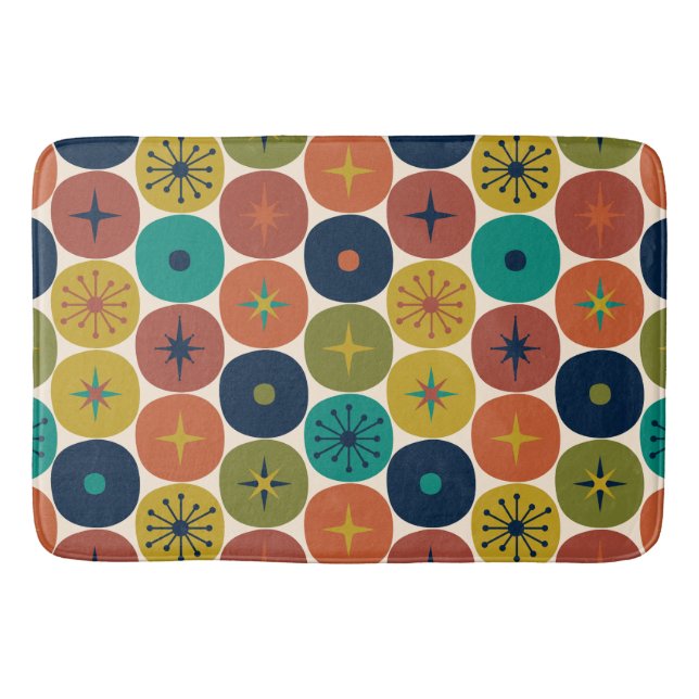 Alfombrilla De Baño Patrón retro moderno del futuro atómico de mediado (Anverso)