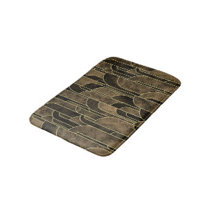 Alfombrilla De Baño Patrón rico marrón y oro Art déco