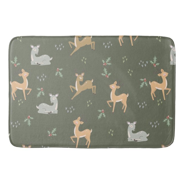 Alfombrilla De Baño Patrón sin costura de ciervos navidades (Anverso)