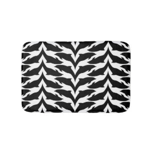 Alfombrilla De Baño Patrón sin foco negro y blanco - delfín