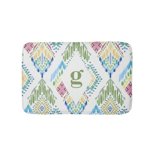 Alfombrilla De Baño Patrón sin soldadura de Ikat Floral (Anverso)