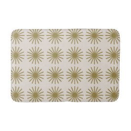 Alfombrilla De Baño Patrón Starburst Oro y Blanco Lino