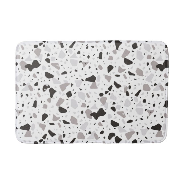 Alfombrilla De Baño Patrón Terrazo monocromático (Anverso)