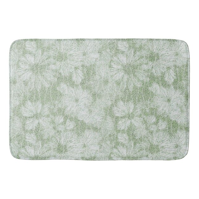 Alfombrilla De Baño Patrón texturado de margarita destrozada en verde  (Anverso)