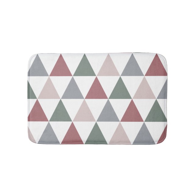 Alfombrilla De Baño Patrón triangular Rosa polvoriento Sage Gris verde (Anverso)