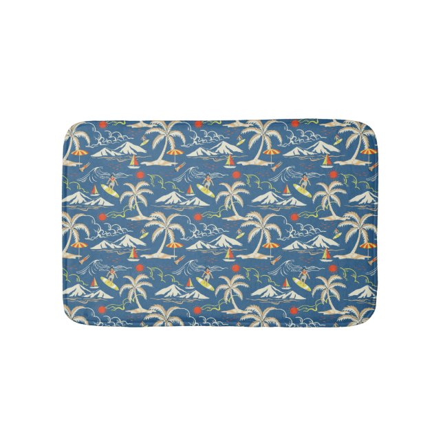 Alfombrilla De Baño Patrón Tropical Retro Surf (Anverso)