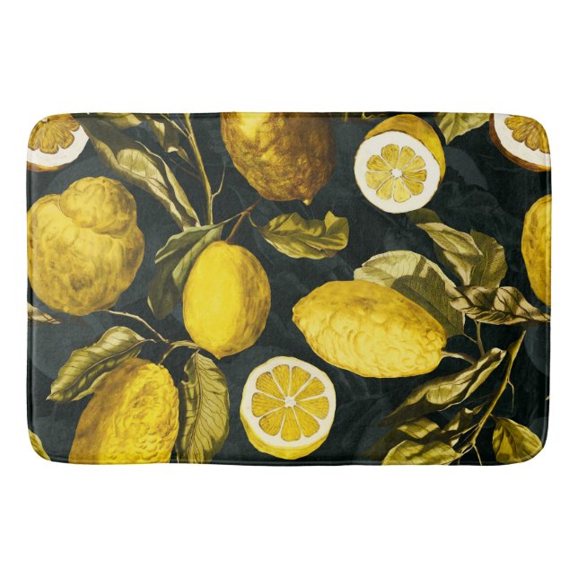 Alfombrilla De Baño Patrón V de limón y hoja (Anverso)