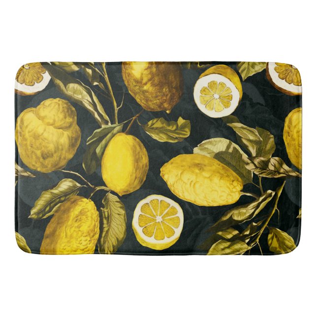Alfombrilla De Baño Patrón V de limón y hoja (Anverso)