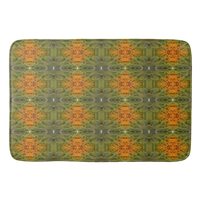 Alfombrilla De Baño Patrón verde con naranja (Anverso)