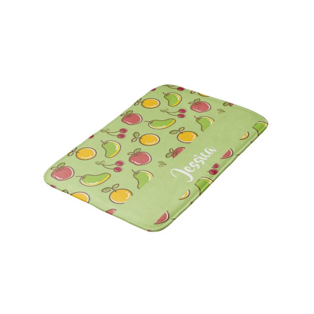 Alfombrilla De Baño Patrón verde de frutas frescas de verano (Angular)