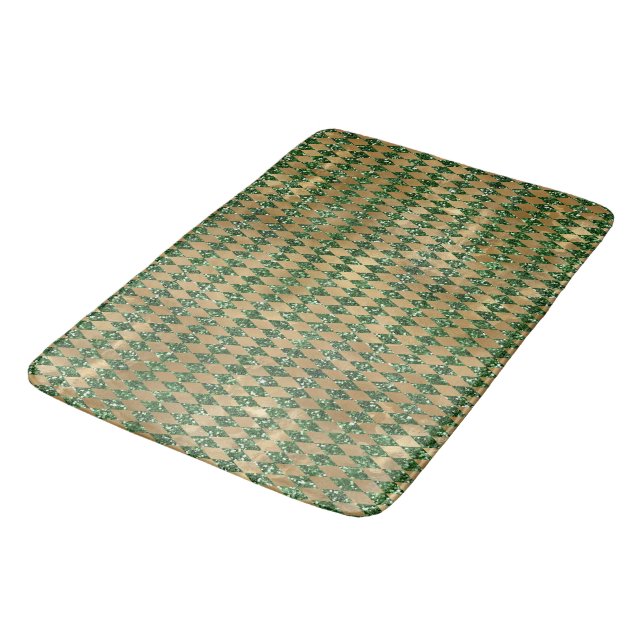 Alfombrilla De Baño Patrón verde esmeralda y argílico de oro (Angular)