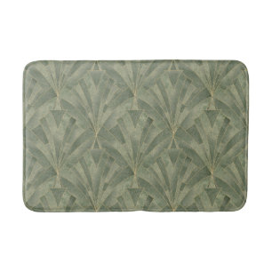 Alfombrilla De Baño Patrón verde esmeralda y oro Art Deco