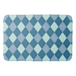 Alfombrilla De Baño Patrón Vintage Argyle Azul