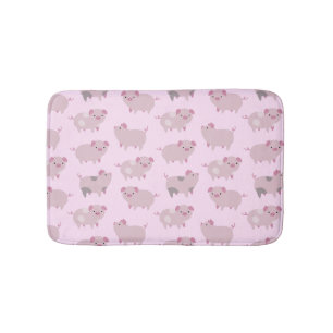 Alfombrilla De Baño Patrón y puntos de pequeños lechones rosados