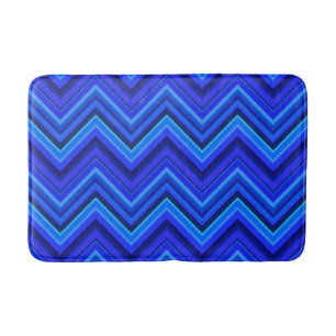 Alfombrilla De Baño Patrón zigzag de franjas azules