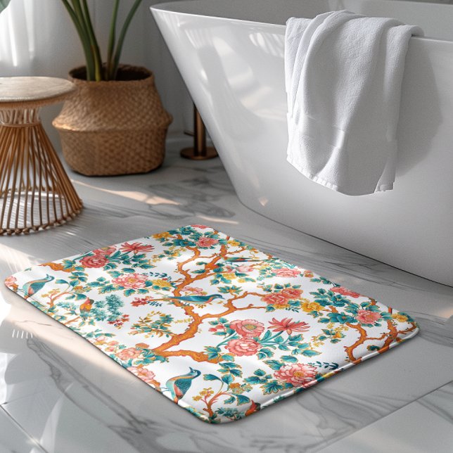 Alfombrilla De Baño Patrones de inspiración asiática, aves de flores c (Subido por el creador)