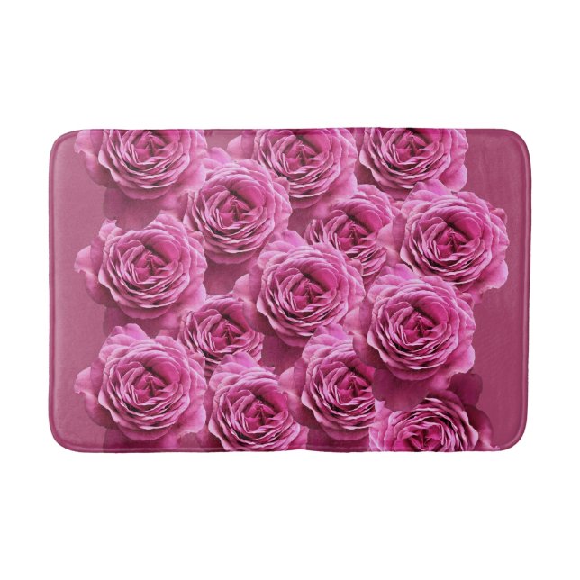 Alfombrilla De Baño Patrones de rosas rosados y morados (Anverso)