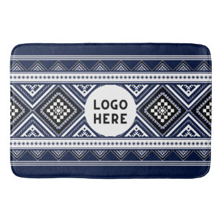 Alfombrilla De Baño Patrones geométricos étnicos abstractos de negro c